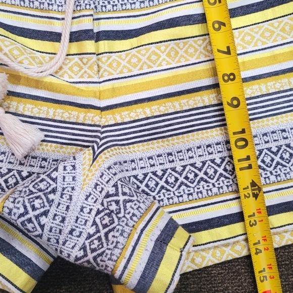 LOFT Striped Yellow Metallic Mid Rise Short Shorts Women's Sz 14 - Picture 9 of 10